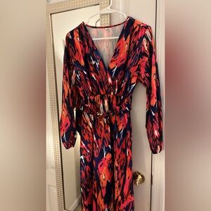 Floral Maxi V neck High slit Dress